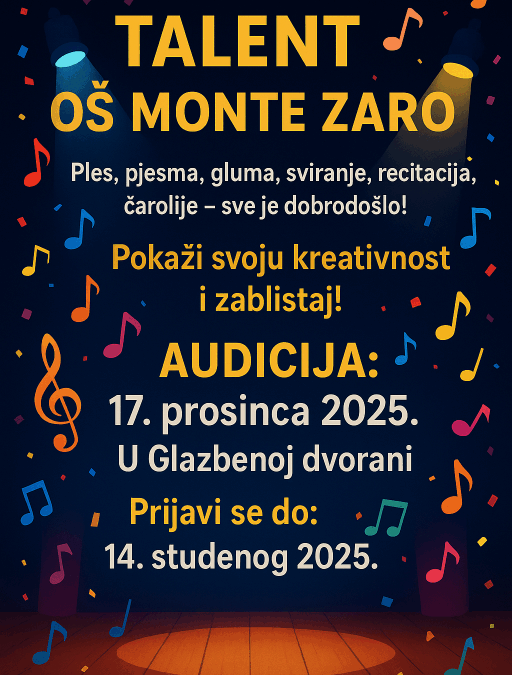 Prijavite se na 4. Talent OŠ Monte Zaro!!!